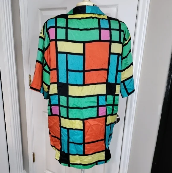 Vintage  80s Martinique color block women's blouse - Picture 5 of 6